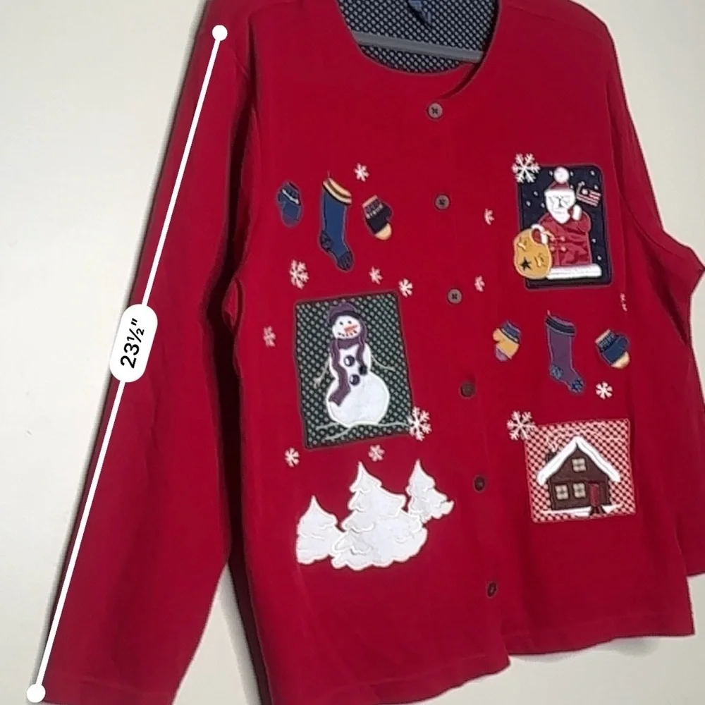 Karen Scott II‎ Holiday Christmas Cardigan Red Size 2X